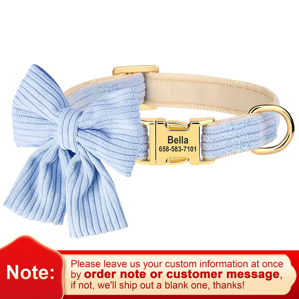 Personalized Dog Collar Big Bowtie Pet Dog ID Collars Free Engraving Cute Bowknot For Small Medium Dogs Cats Pet Accessories
