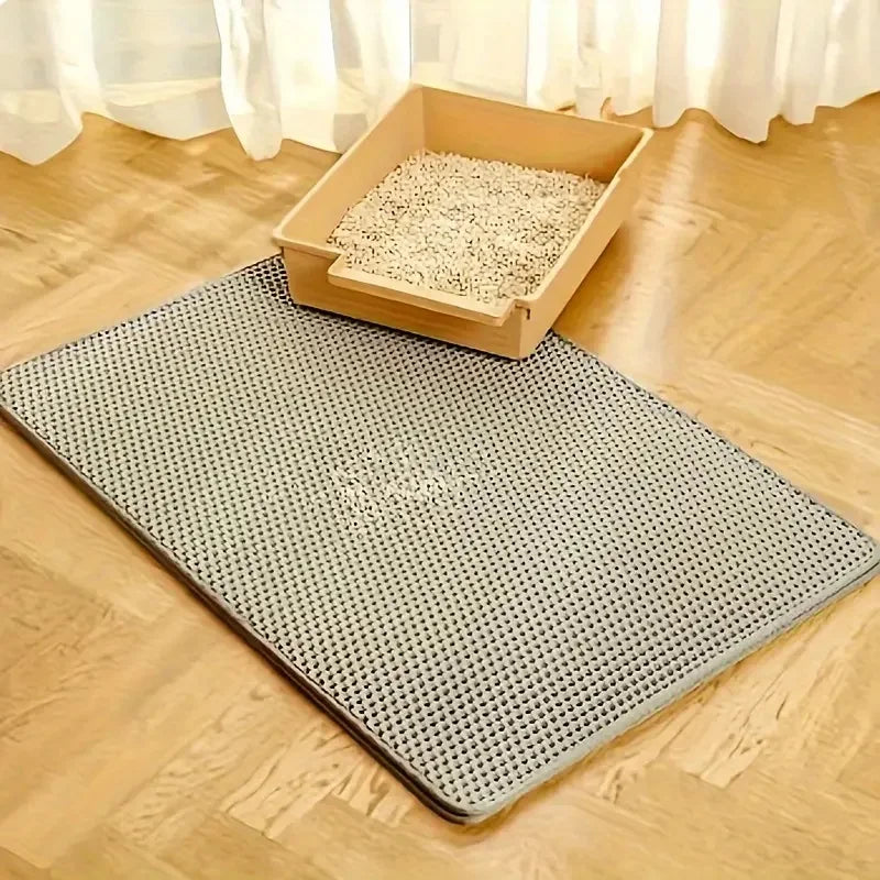Cat Litter Mat 4 Size Large Honeycomb Double Layer Litter Trapping Non Slip Waterproof Urine Proof Cat Litter Box Kitten Beige