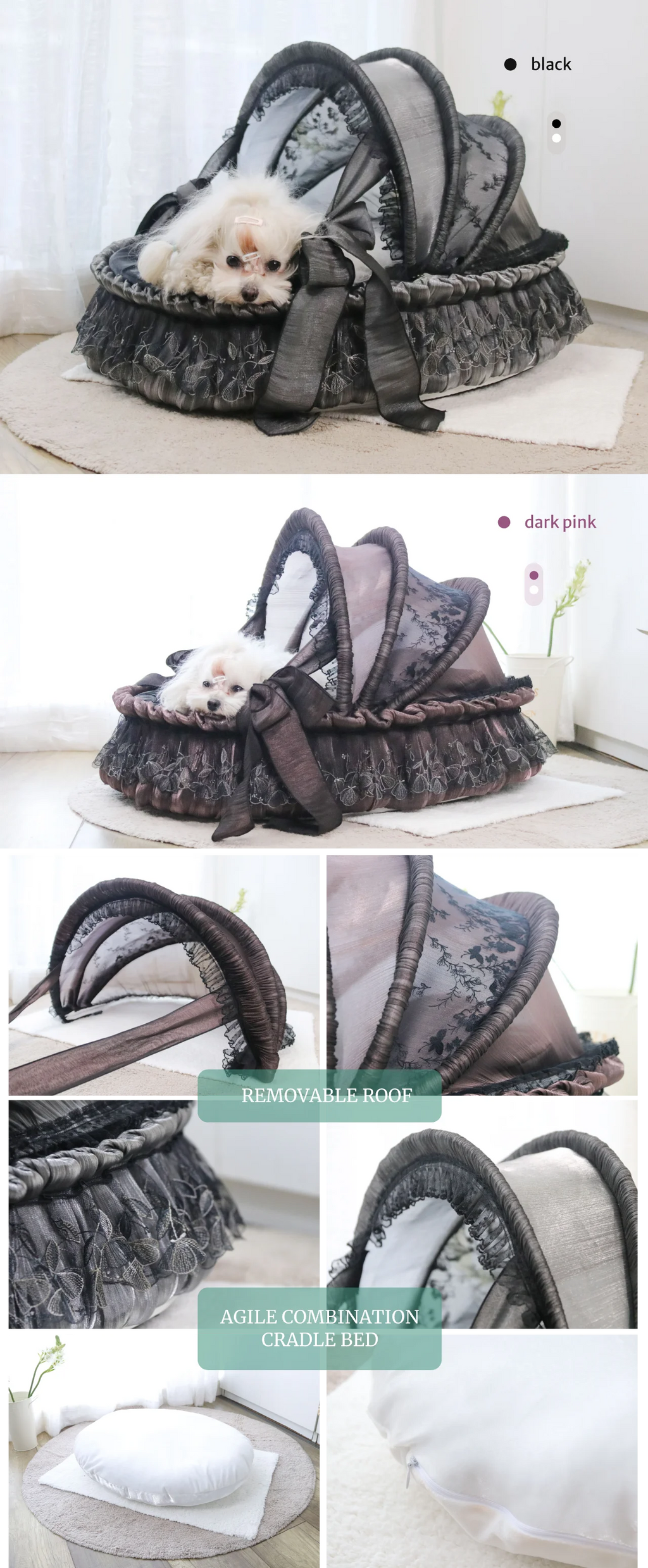 【 Top Stream Cute Pet Artifact 】 Dreamy Pet Home Dark Series Pet Cradle Bed Detachable and Washable Custom Cat and Dog Marzis