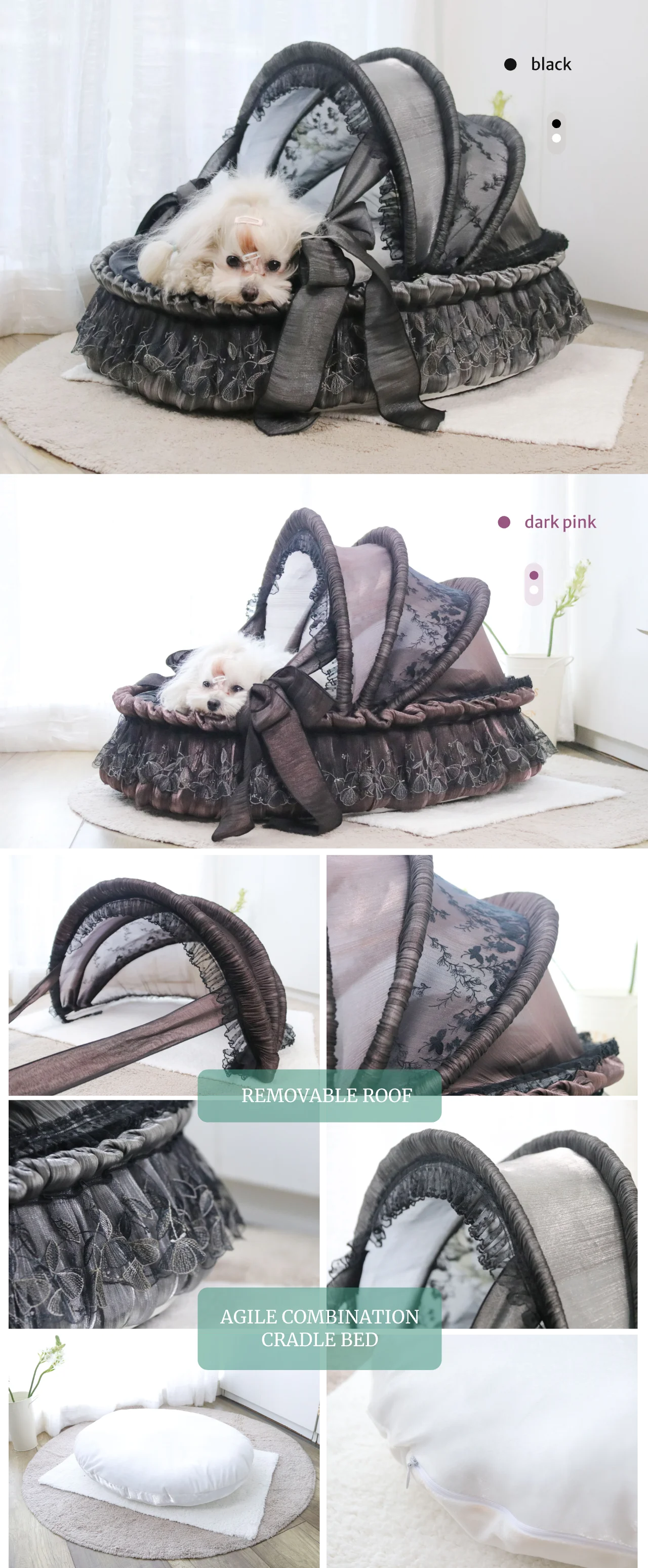 【 Top Stream Cute Pet Artifact 】 Dreamy Pet Home Dark Series Pet Cradle Bed Detachable and Washable Custom Cat and Dog Marzis