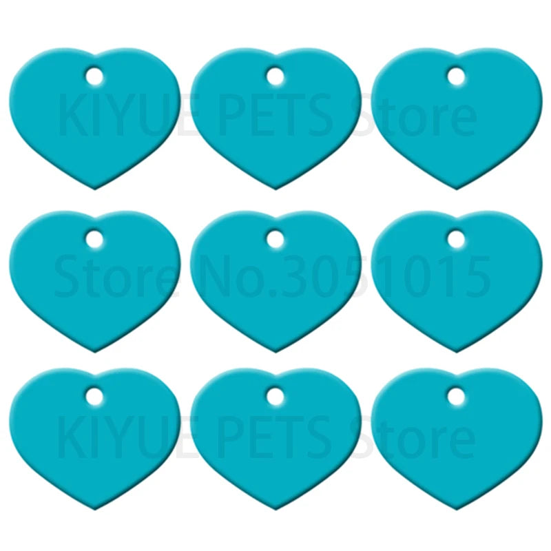 Wholesale 100Pcs Heart Dog Tag Pet ID tags customize Aluminum Anodizing Blank Name Tag Collar Charm Pendant Wedding Decoration