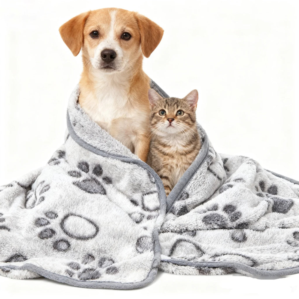 Soft Fluffy Cat Dog Blanket Pet Calming Blanket Warm Comfort Washable Small Quilt Cartoon Pattern Puppy kitty Sleeping Mat