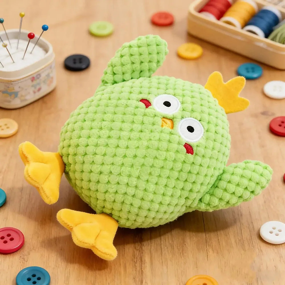 Dog Chew Toy Green Chicken Plush Toy Durable Interactive Puppy Teething Toy For Small Medium Large Breed Dogs Squeaky Pet Toy