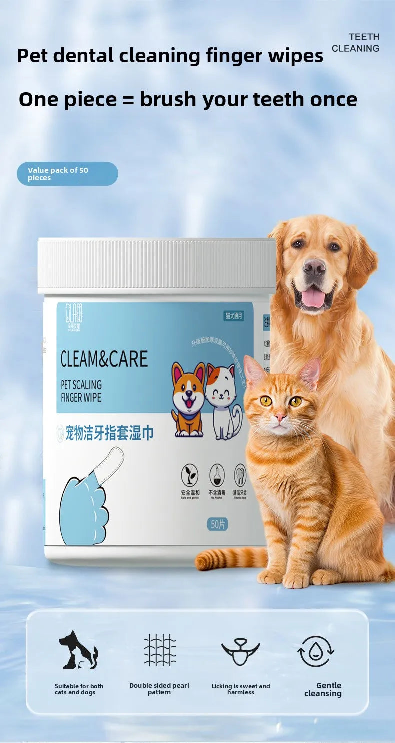 50Pcs/bottle Pet Finger Cover Toothbrush Cat Toothbrush Dog Bad Breath Teeth Cleaning Pet Toothpaste Cat Dog Toothbrush