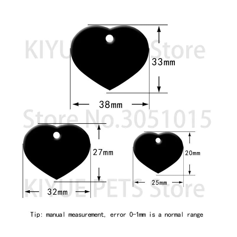 Wholesale 100Pcs Heart Dog Tag Pet ID tags customize Aluminum Anodizing Blank Name Tag Collar Charm Pendant Wedding Decoration