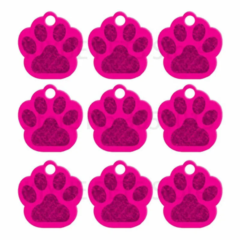 Wholesale 20Pcs PAW Shape 3D Exquisite Personalized Pet Dog ID Tags Custom Engraved Name Phone No. Cat For Dog  Pet Accessories