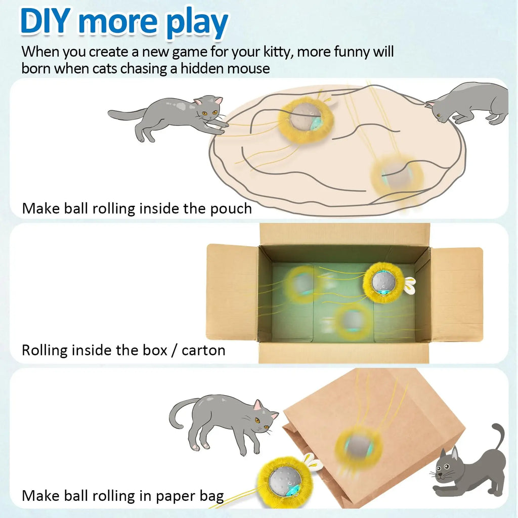 Sports Activated Interactive Cat Toy Indoor Cat with Automatic Moving Ball Toy Spinning Ball and Light Electric Cat Mouse Toys