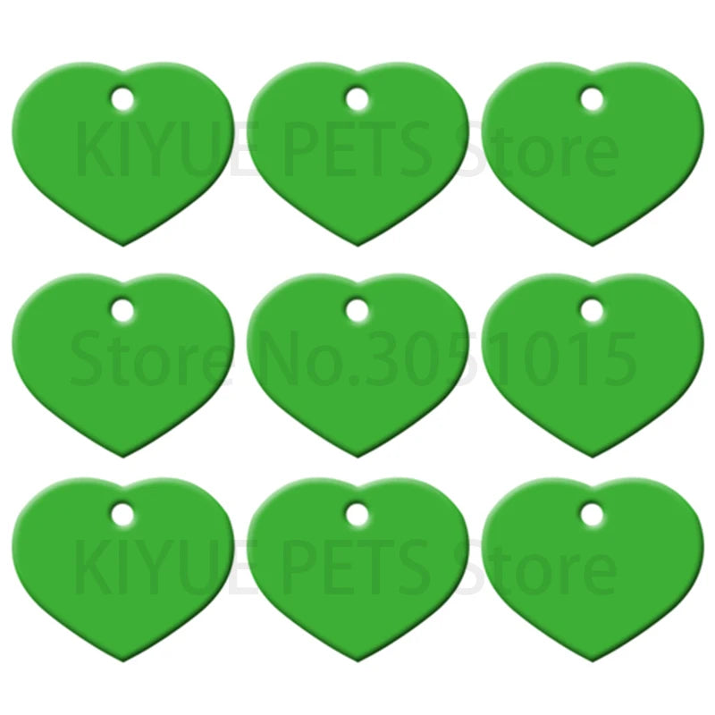 Wholesale 100Pcs Heart Dog Tag Pet ID tags customize Aluminum Anodizing Blank Name Tag Collar Charm Pendant Wedding Decoration