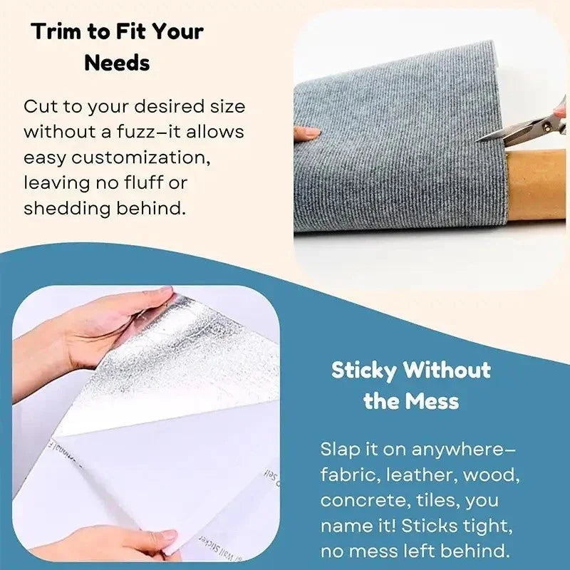 Trimmable Anti-Cat Scratch Mat Self-Adhesive Carpet Pad Pet Scratcher Couch Corner Protector Indoor Sofa Wall Defense