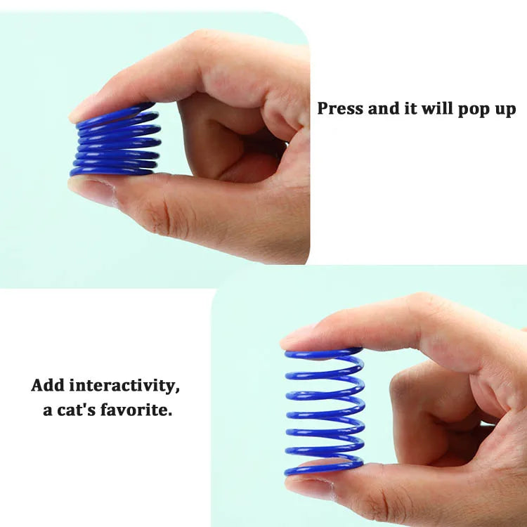 Funny Spring Cat Toy Colorful Coil Spiral Springs Chasing Interaction Chew Toy For Kitten High Elasticity Durable Pet Supplies