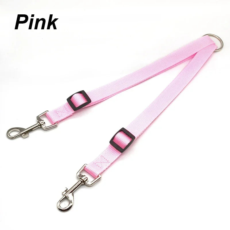 Nylon Pet Dog Leash Colorful Traction Rope Detachable One For Two Pet Dog Traction Leash Nylon Double Leash Kit For 2 Dogs