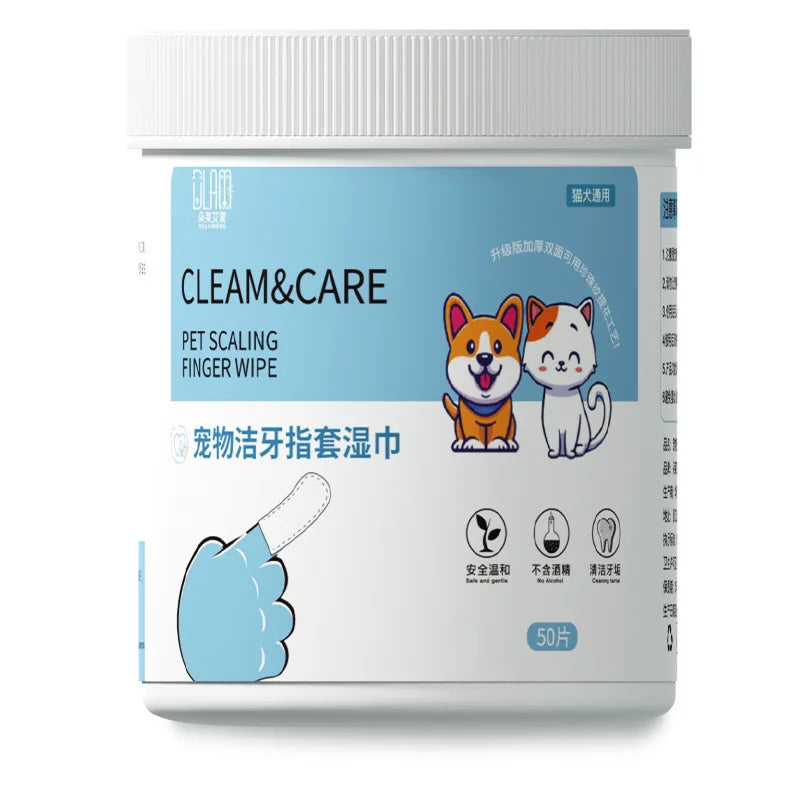 50Pcs/bottle Pet Finger Cover Toothbrush Cat Toothbrush Dog Bad Breath Teeth Cleaning Pet Toothpaste Cat Dog Toothbrush