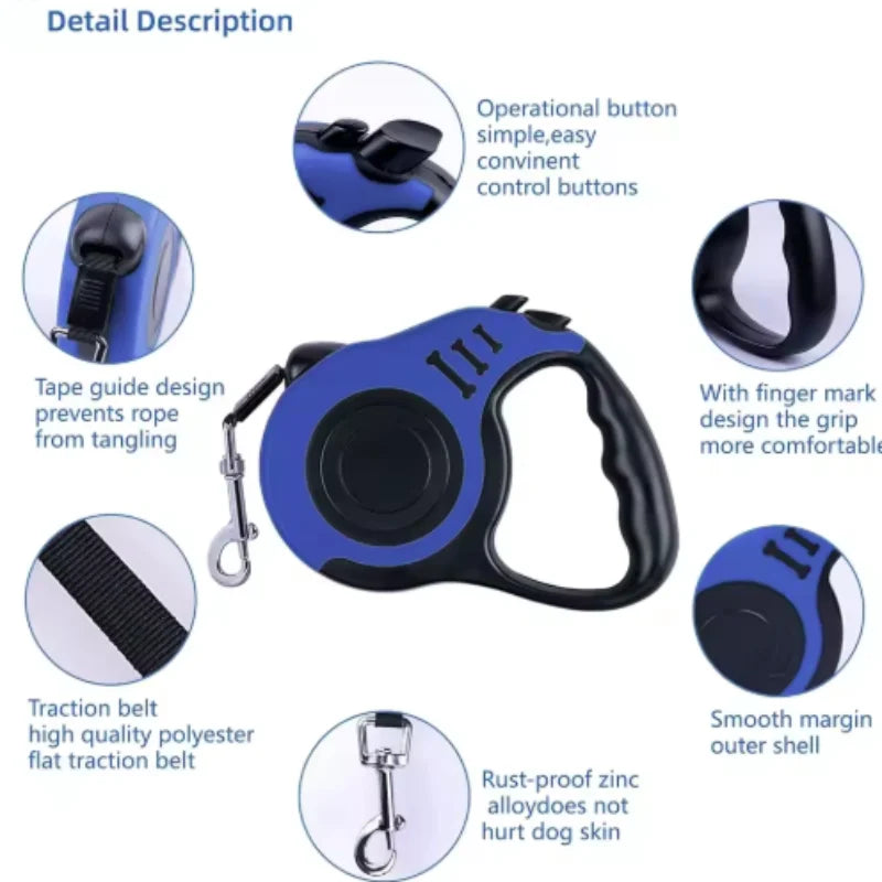 Automatic Retractable Dog Leash for Small Dogs And Cats Durable Nylon Lead with Traction Rope for Outdoor Travel Walking  Hiking