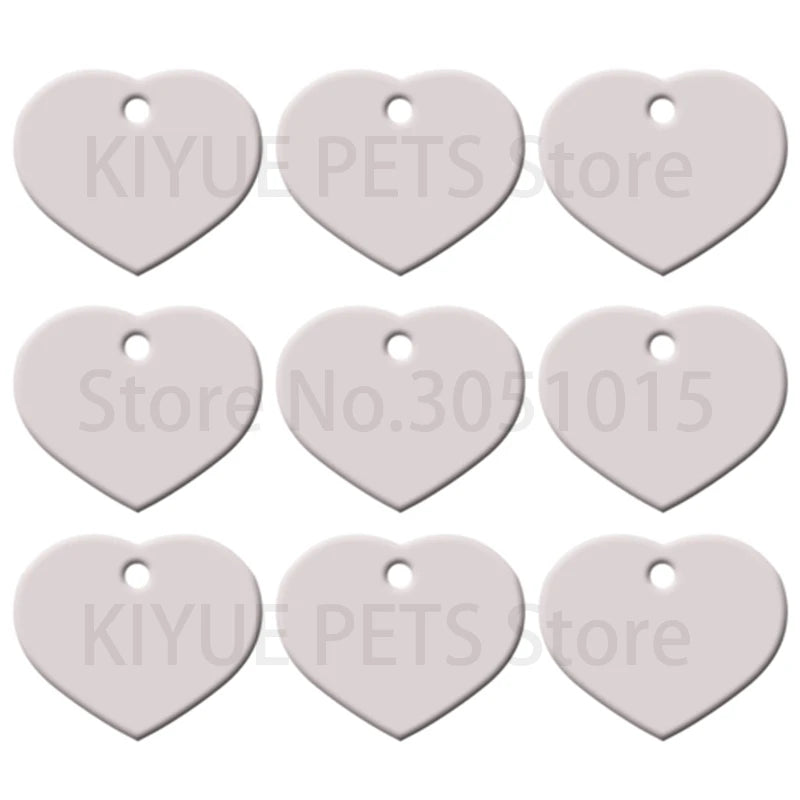 Wholesale 100Pcs Heart Dog Tag Pet ID tags customize Aluminum Anodizing Blank Name Tag Collar Charm Pendant Wedding Decoration