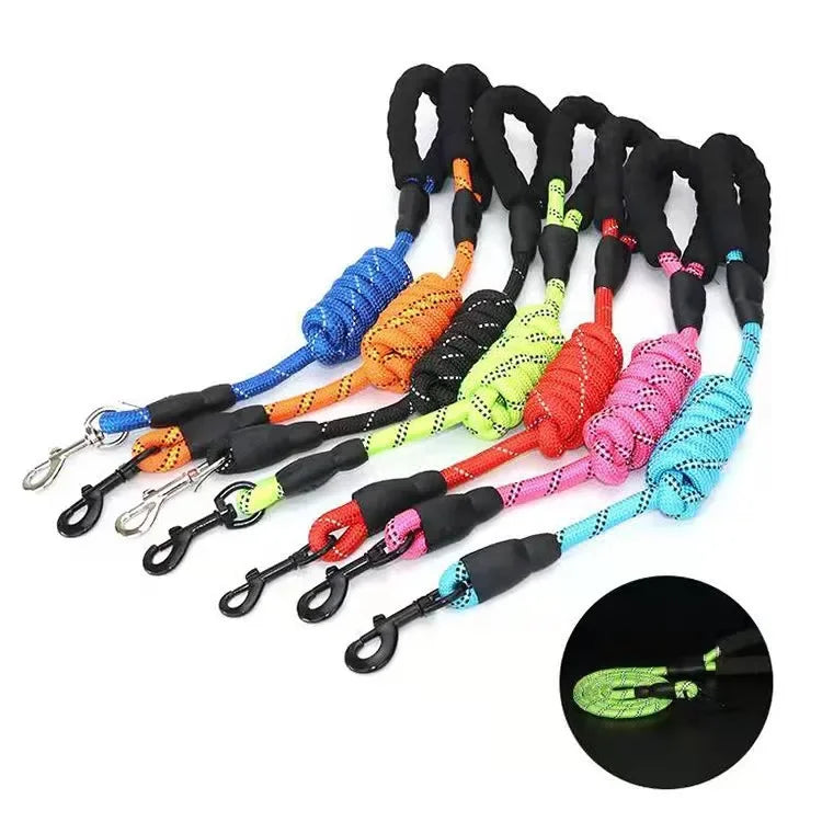 Reflective Nylon Strong Leashes for Dogs Soft Handle Dog Leash Reinforced Leash for Small Medium Large Dogs Big Dog Supplies