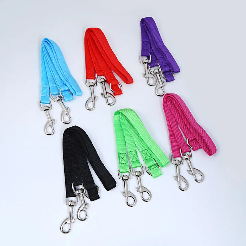 Nylon Pet Dog Leash Colorful Traction Rope Detachable One For Two Pet Dog Traction Leash Nylon Double Leash Kit For 2 Dogs