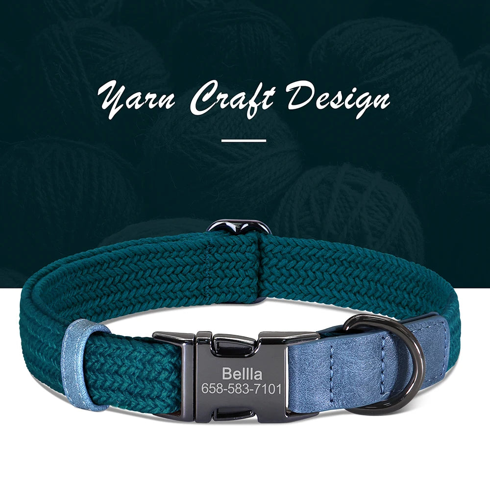 Personalized Dog Collar Leash Set Nylon Dog Collars With Walking Lead Rope Adjustable Pet Necklace for Small Large Dogs Durable