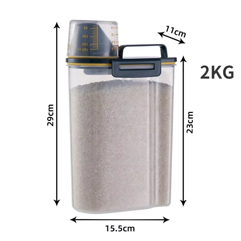 1.5kg/2kg Measuring Cup Food Store Container Dog Cat  Pail Plastic Tank with Moisture-Proof Sealed Jar Pet Supplies Accessories