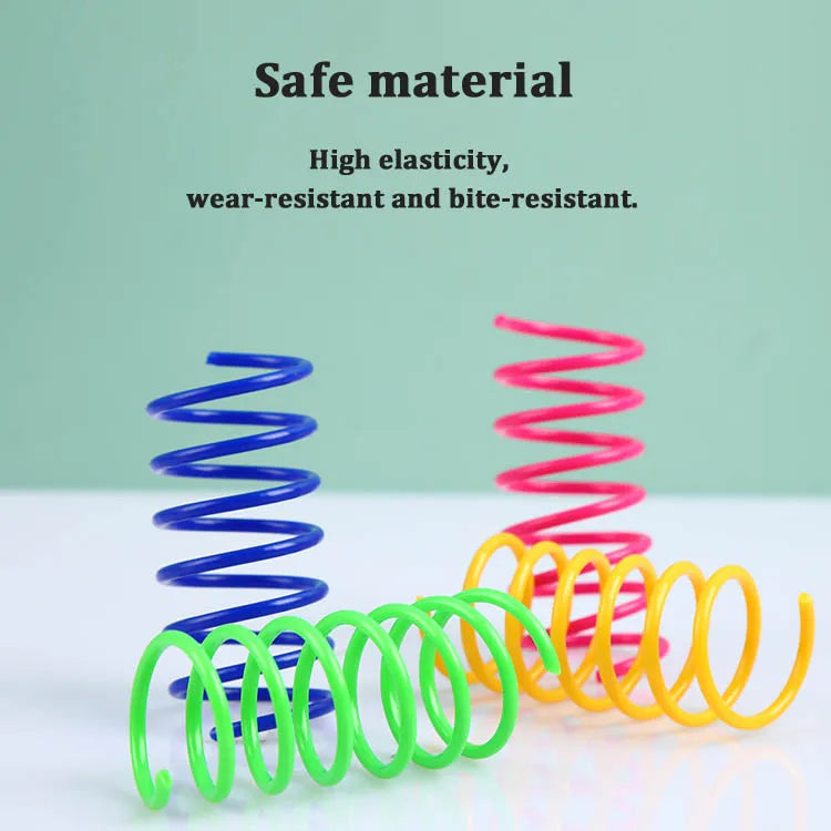 Funny Spring Cat Toy Colorful Coil Spiral Springs Chasing Interaction Chew Toy For Kitten High Elasticity Durable Pet Supplies
