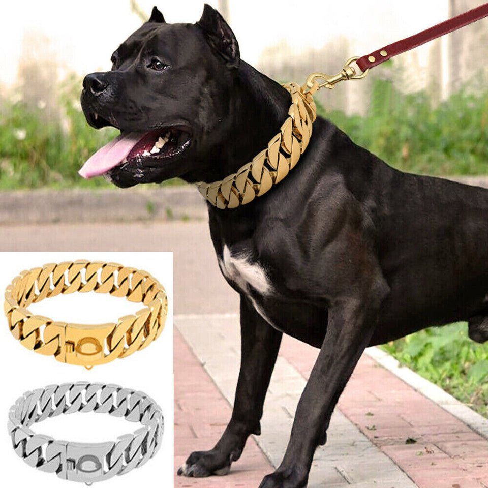 Heavy Duty Dog Chain Collar Medium Large Dog Training Choke Choker Show Pitbull